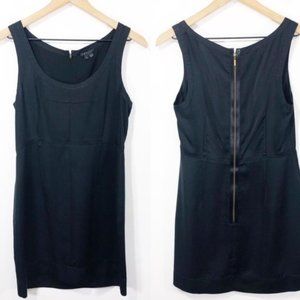 Theory Black Abia Fitted Satin Midi Evening Dress Size 6